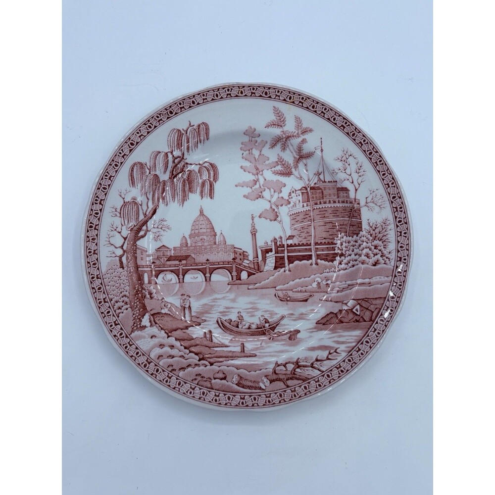 Vintage Spode Archive Collection Rome Cranberry Red Transferware Plate 10.5”
